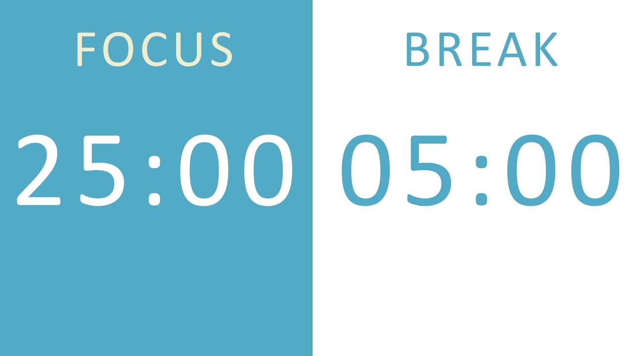 25/5 Pomodoro Timer 🎧 | 2-Hour Session | Focus | Study | White Noise | Quick Alarm