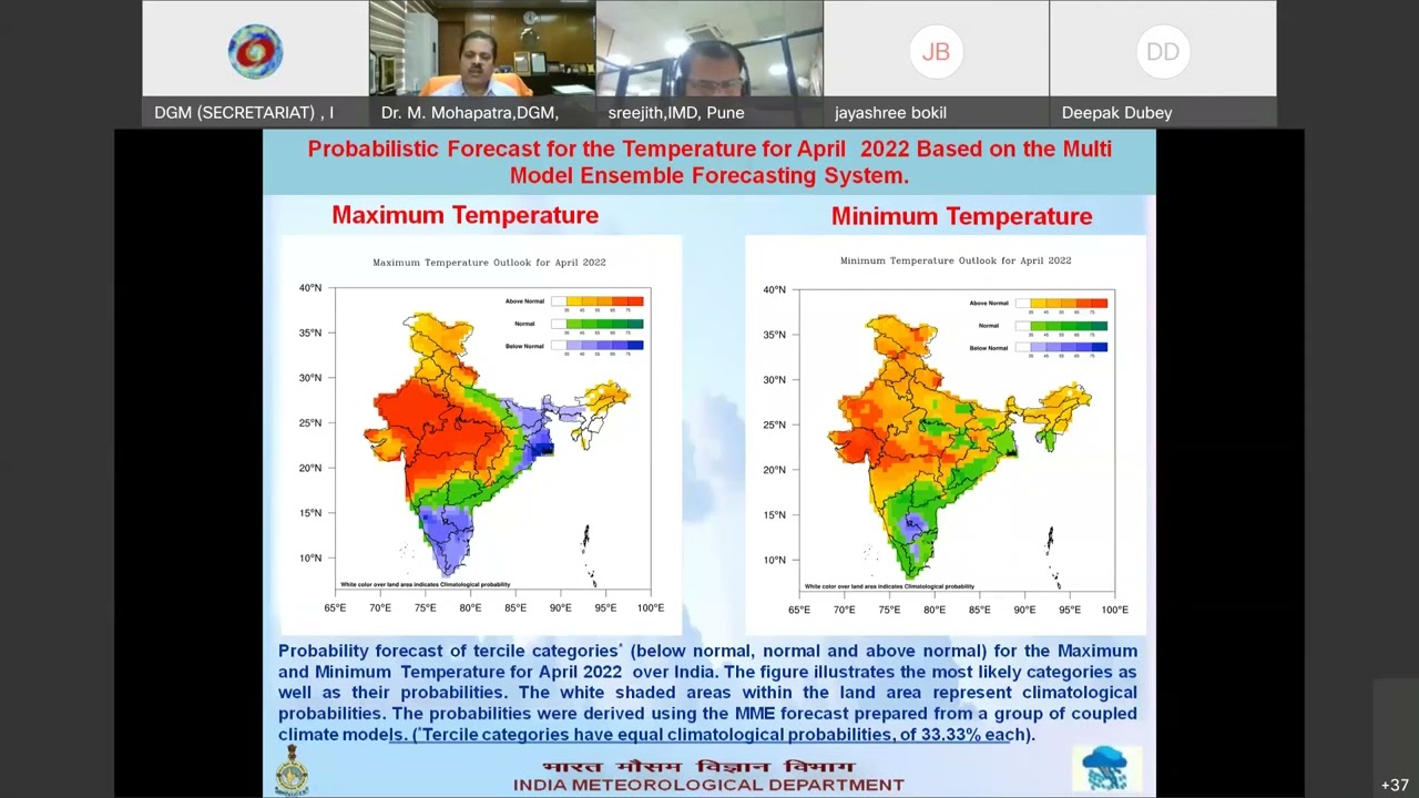 Virtual Press Conference by DGM IMD on Monthly Outlook for Temperature & Rainfall During April, 2022