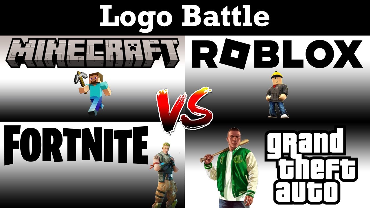 Minecraft VS Roblox VS Fortnite VS Grand Theft Auto - Logo Battle