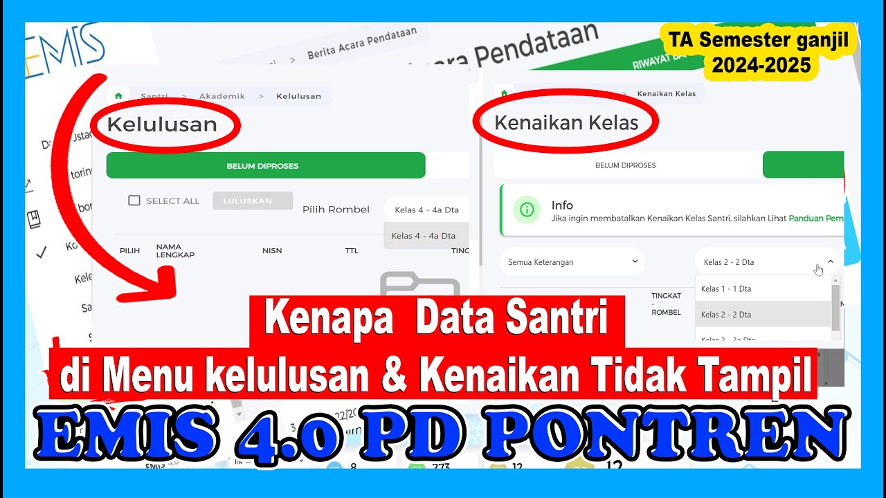 Mari kita Bahas,Data Santri di Menu Kelulusan dan kenaikan tidak tampil EMIS PD PONTREN