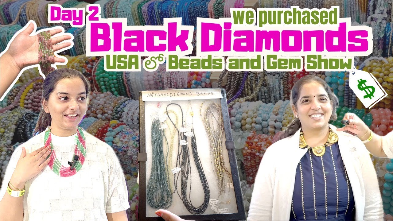 black diamonds shopping & details America lo gem & beads show||Telugu Vlogs in USA||Family Vlog||A&C