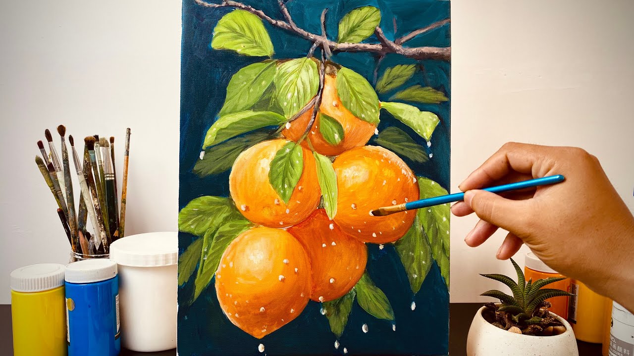 How to paint realistic orange in acrylic / painting acrylic / Huy Hội Họa ART