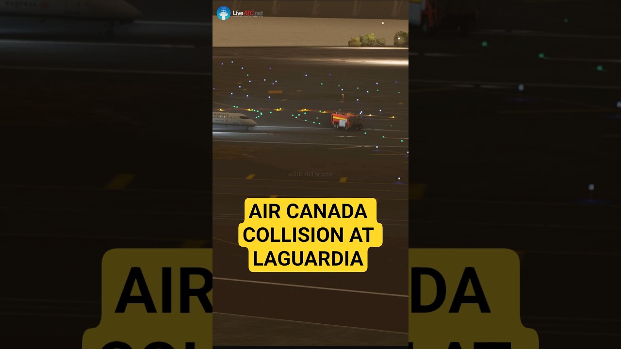 Самолет Air Canada столкнулся с пожарной машиной в аэропорту ЛаГуардия.