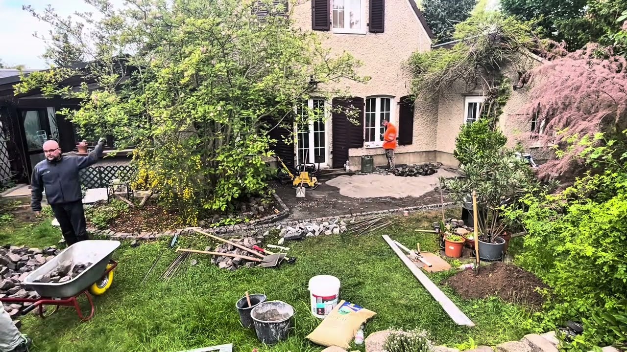 Basaltpflaster in 45 Grad Passe , von Anfang bis Ende Part 1