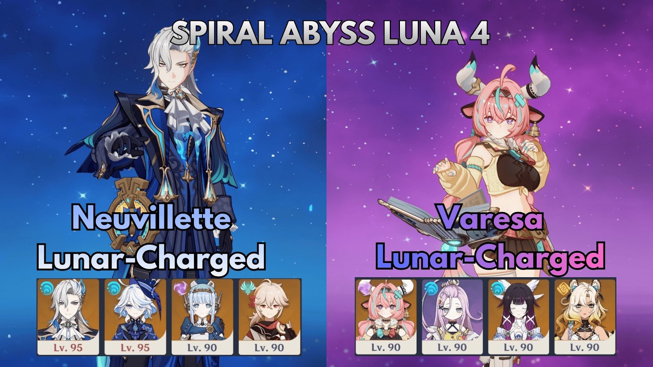 C0 Neuvillette Lunar-Charged & C0 Varesa Lunar-Charged |Luna 4 Abyss Genshin Impact |Mobile Gameplay