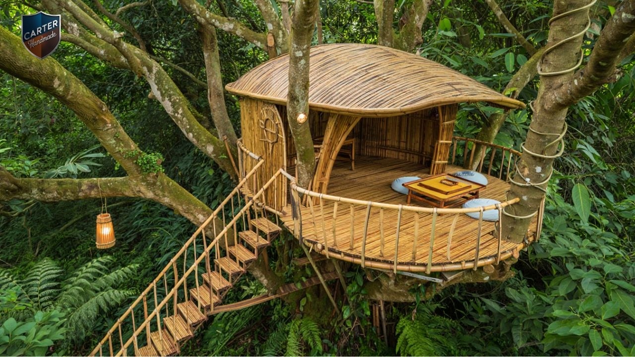 Step By Step: Building A Bamboo Treehouse With A Beautiful Seashell Design