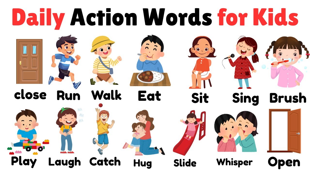Actions Words for Kids | Learn Action verbs with Examples for Kids | Beginners English Vocabulary