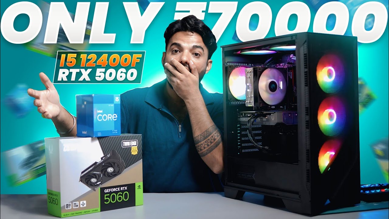 Rs 70,000 Gaming PC Build 2025 | Best Setup with RTX 5060 + i5 12400F