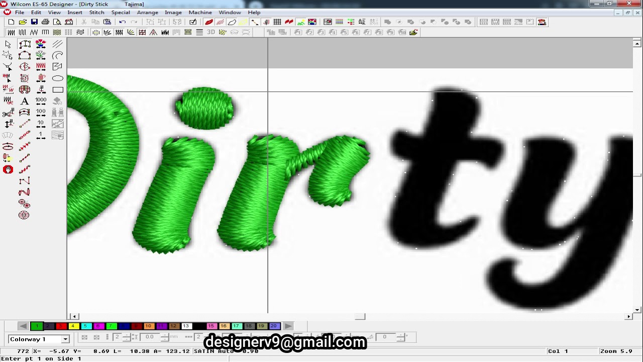 Digitizing simple logo in Wilcom ES embroidery software