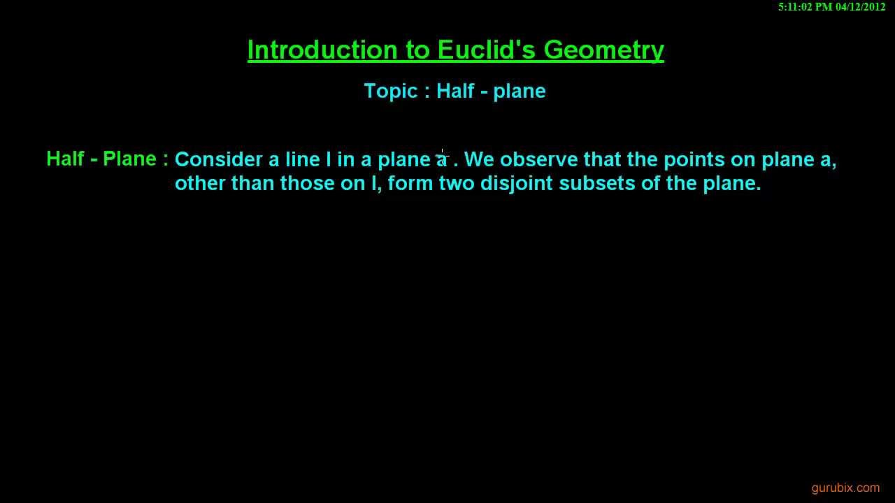 Half - plane | Introduction to Euclid's Geometry - Math Lessons