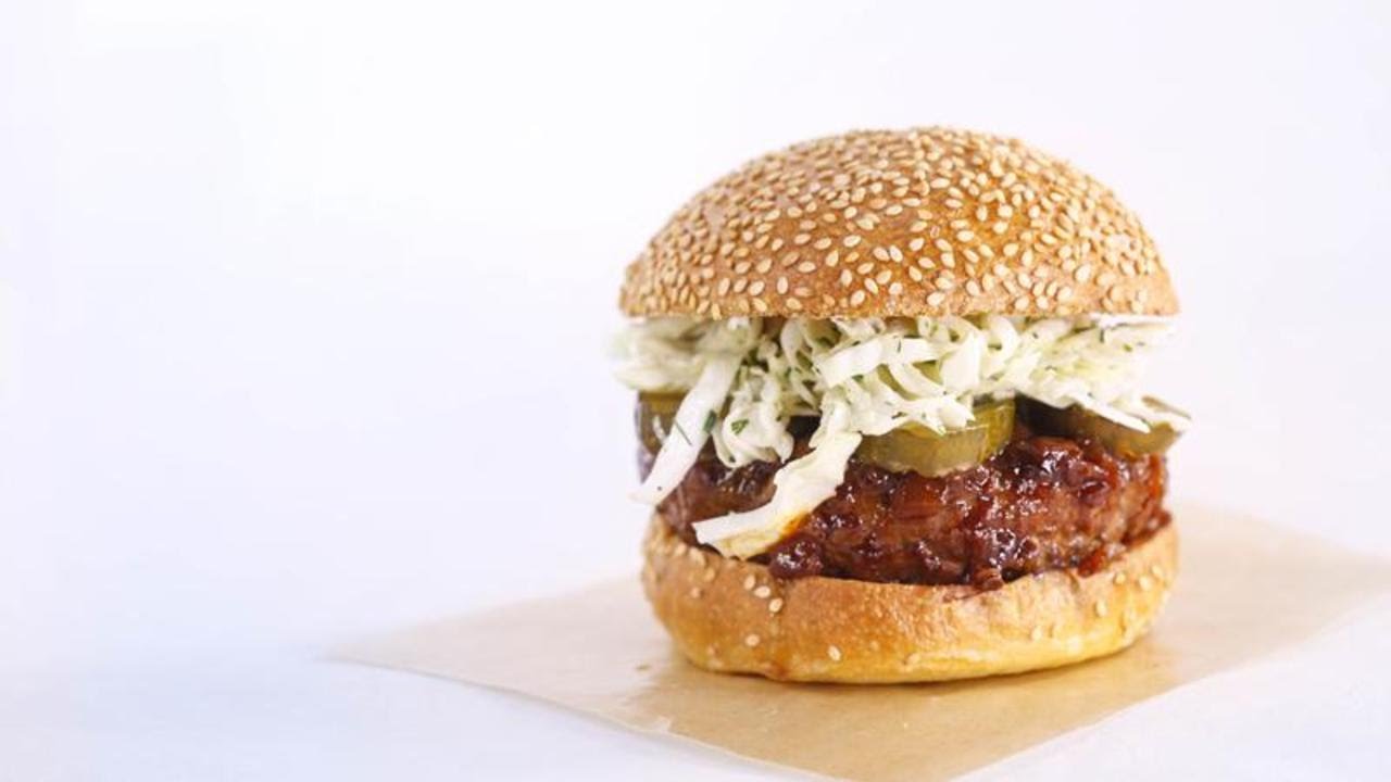 BBQ-Dipped Burgers with Ranch Slaw