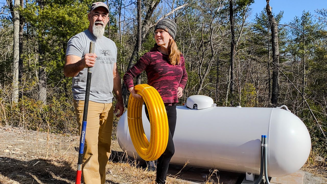 Installing Propane Tank- 500 gallon Propane tank and  Poly gas line-  Home-Flex Poly Gas Line kit