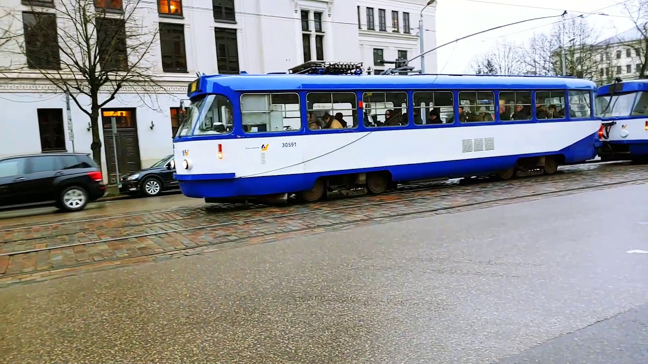 Comparison of trams in Riga Latvia