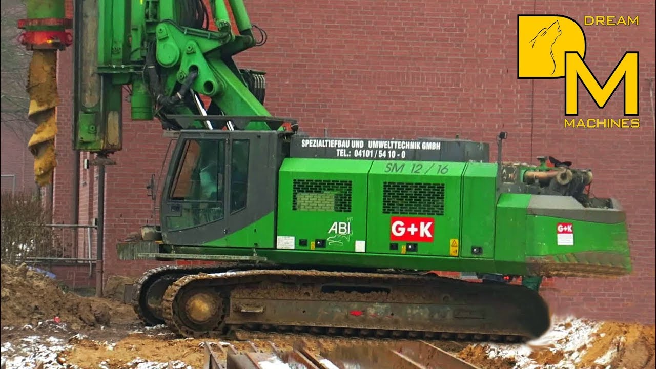 BOHRGERÄT SENNEBOGEN ABI SM 12/16 AUF BAUSTELLE BOHRER FÜR FUNDAMENTE SPEZIALTIEFBAU DREAM MACHINES