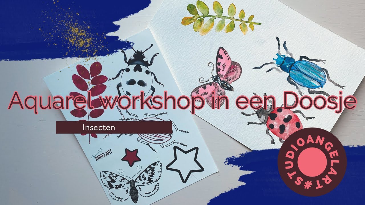 Aquarelworkshop in een doosje - Insecten - thuis workshop met aquarelverf