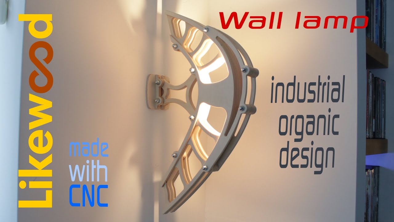 Wall lamp from wood industrial organic design | made with CNC