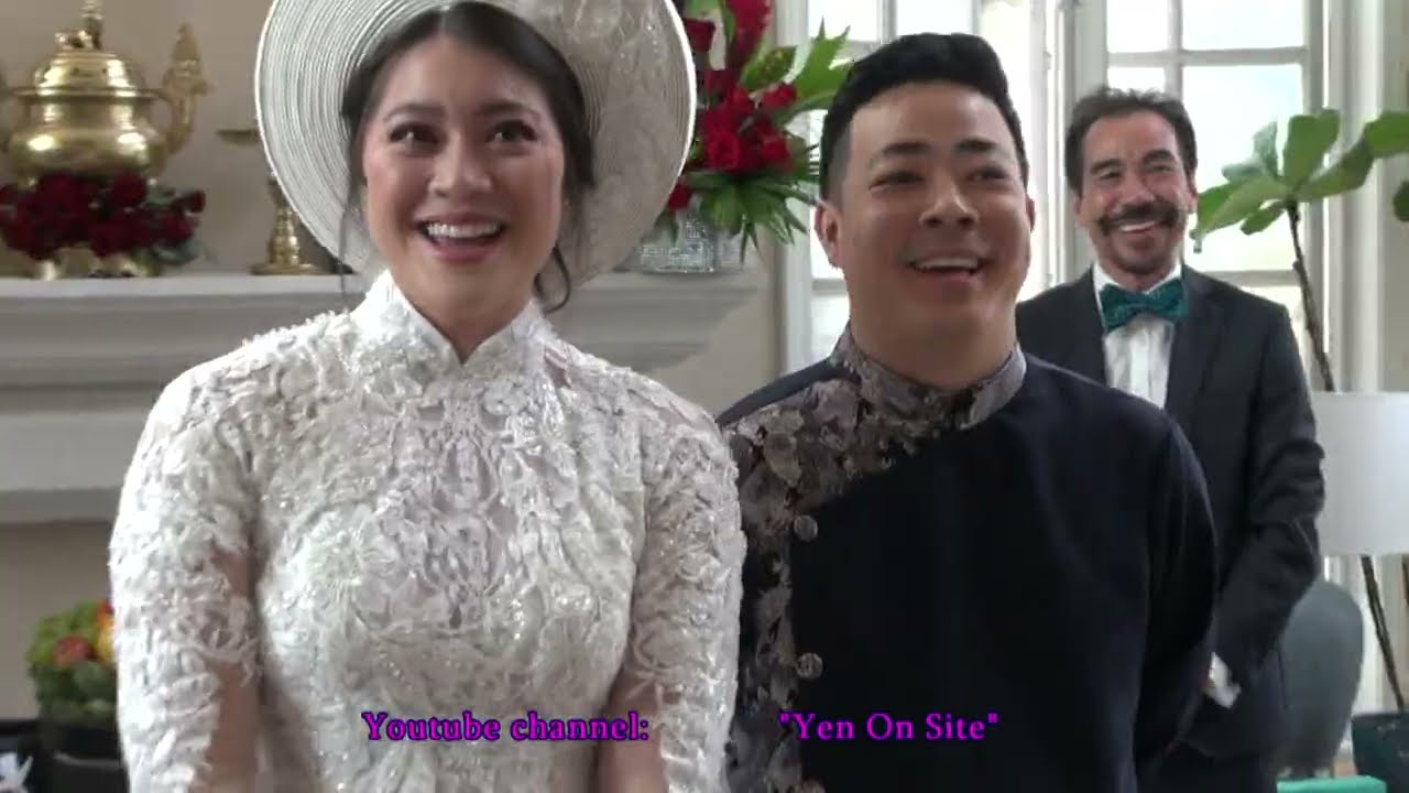 Traditional Vietnamese wedding tea ceremony with 1000 paper cranes, whole roasted pig and more.