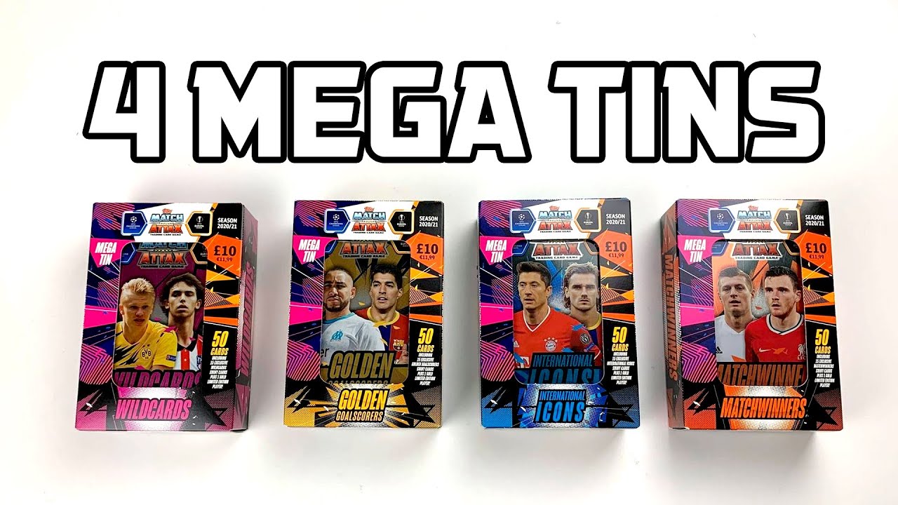 *FOUR* MATCH ATTAX 2020/21 MEGA TINS!! (4 GOLD LIMITED EDITIONS)