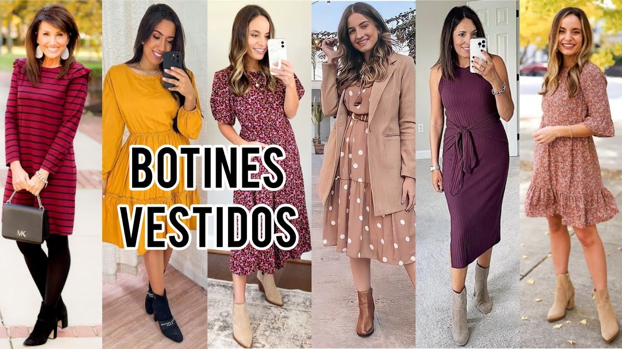 OUTFITS DE VESTIDOS Y BOTINES 2024