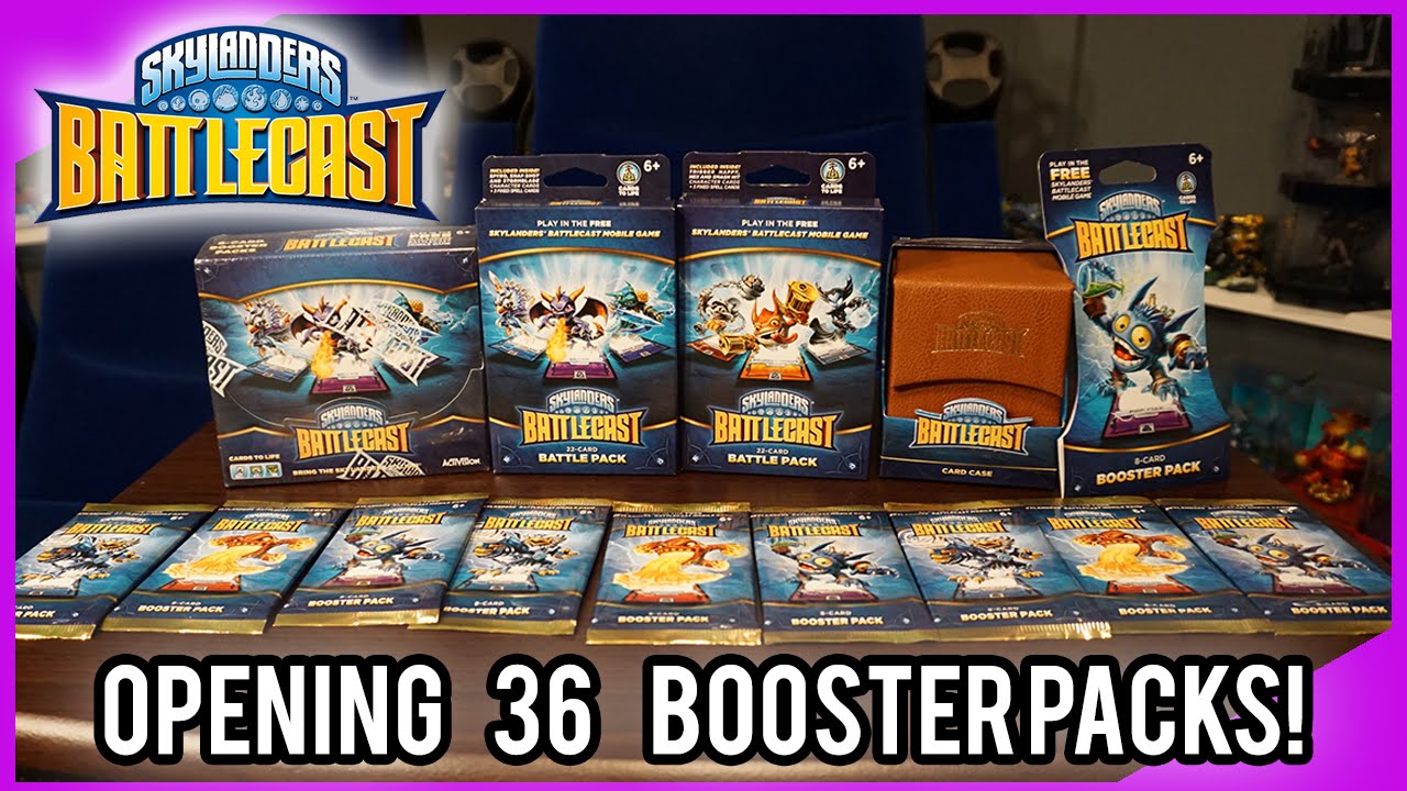 Skylanders Battlecast Master Booster Box Unboxing (36 Booster Packs)
