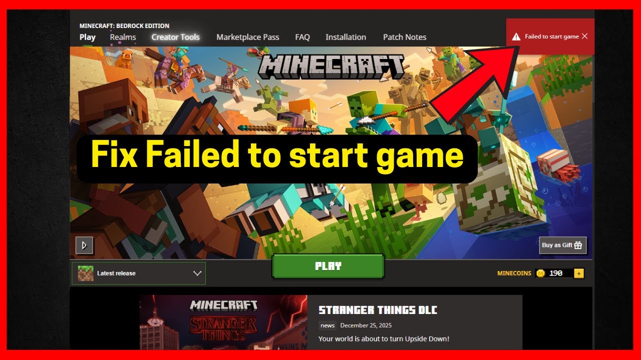 Исправлена ​​ошибка запуска игры в Minecraft: Bedrock Edition.
