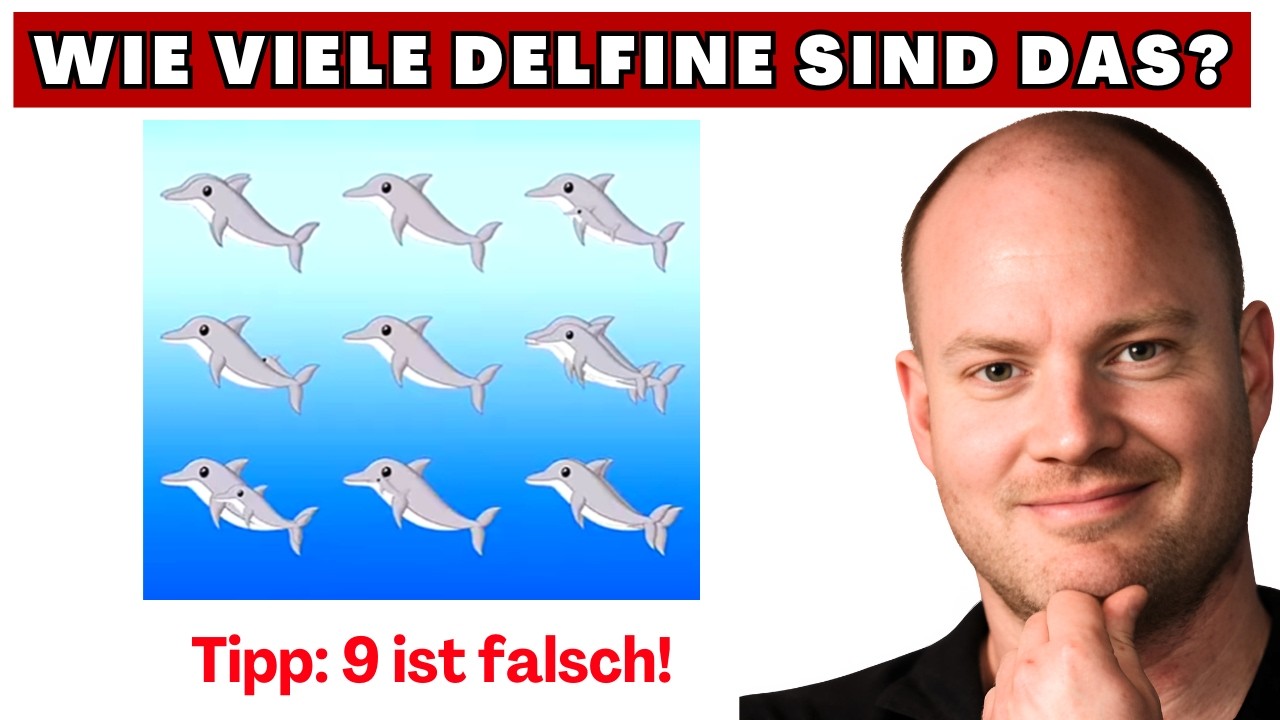 Genau hinsehen und überlegen. Findest du alle Delfine?
