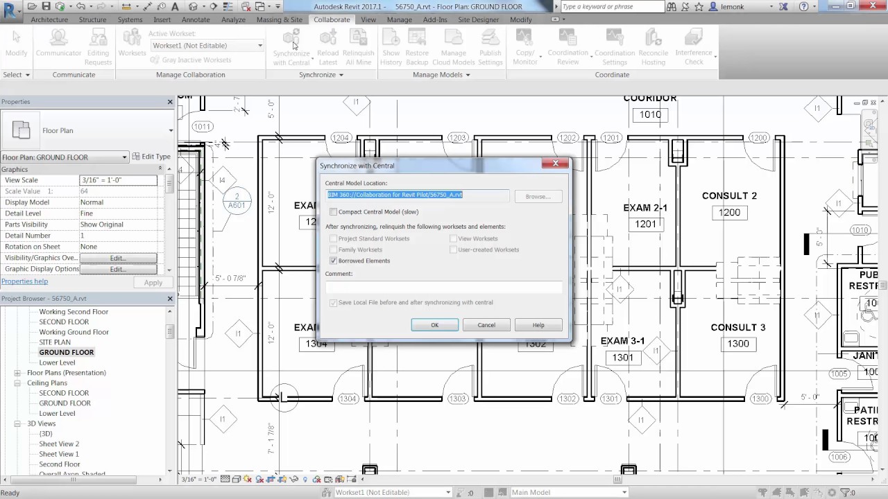 Sync to Central to Collaboration for Revit