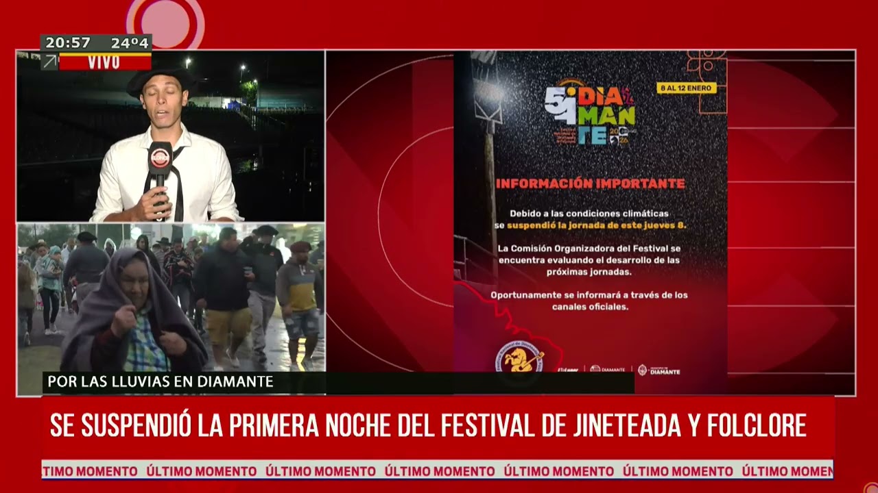 Se suspendi&oacute; la primera noche del Festival de Jineteada y Folclore en Diamante