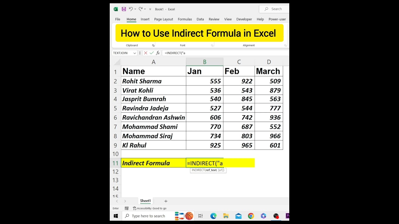 Indirect Formula in Excel | Microsoft Excel | Excel New Tips and tricks | #indirect #tips #excel