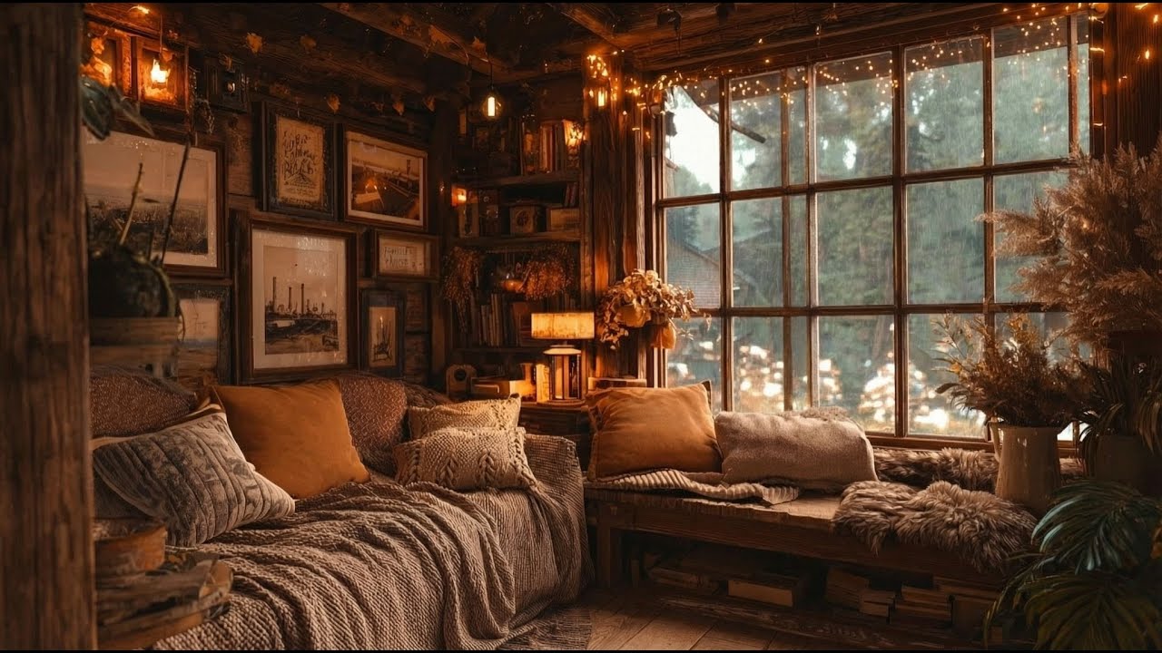 Rain on the Window in a Cozy Vintage Room | 10 Hours of Deep Relaxation