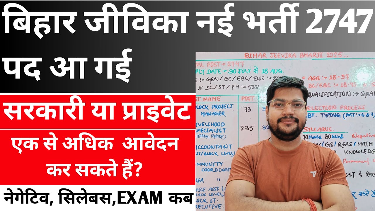 Bihar Jeevika Vacancy 2025 Out | Sarkari Or Privet | कितने Post के लिए आवेदन कर सकते हैं