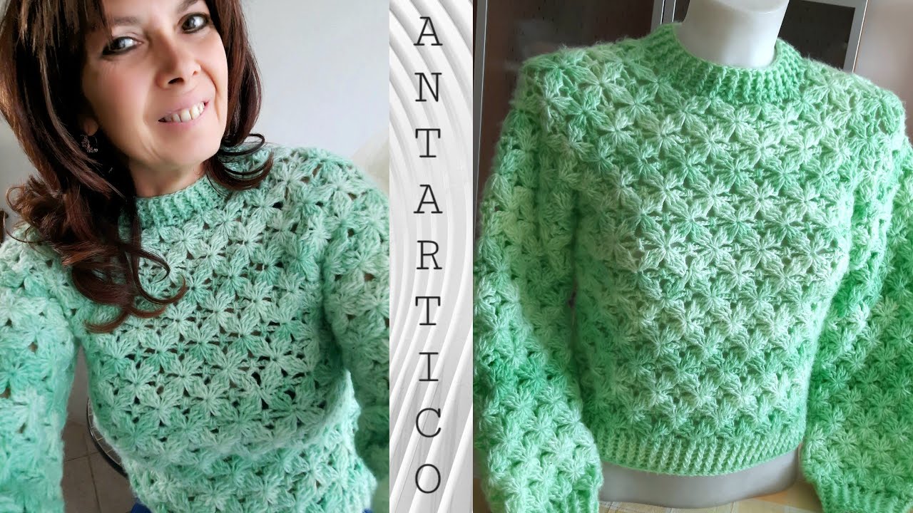 PULL     ANTARTICO     tutorial   uncinetto   Winter  crochet  embossed  topdown   