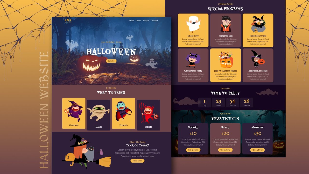 Responsive Halloween Website Design | HTML/CSS/JS