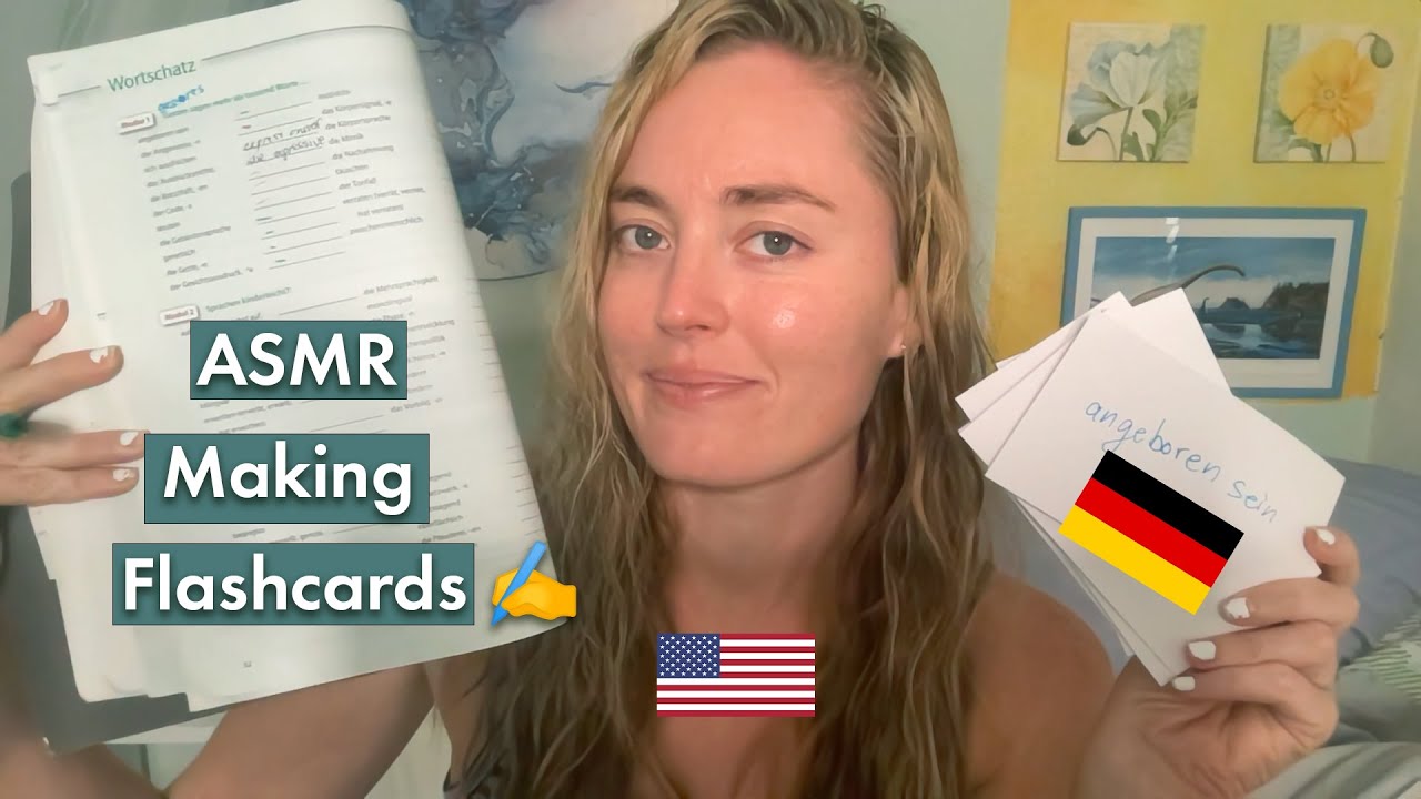 ASMR American Learns 12 New B2-Level German Words (topic: Gestures) | Gentle Whispers & Tapping ✍️