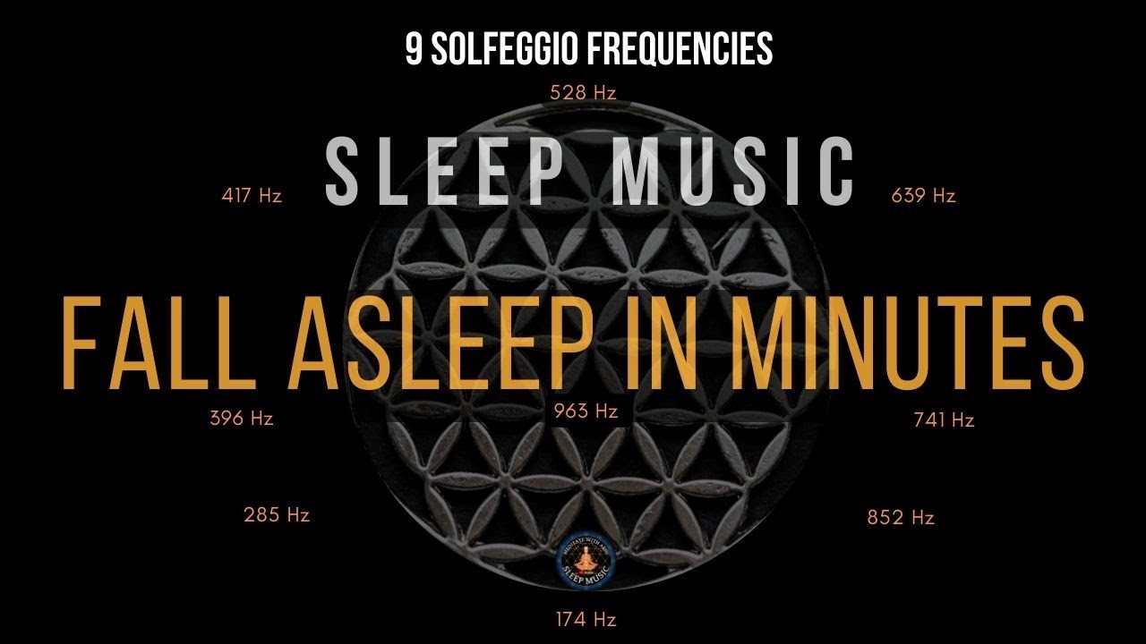 BLACK SCREEN SLEEP MUSIC ☯ All 9 solfeggio frequencies ☯ Fall Asleep Fast