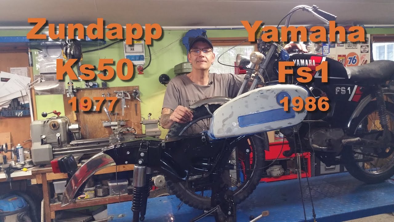 Zundapp Ks50 1977.del 2. Yamaha Fs1 1986.del 4. Tvättar rent för att kolla och skruva lite.
