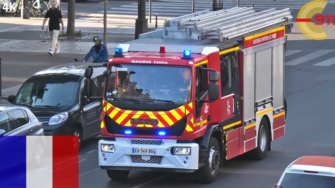 [PARIS] FA38 Masséna en urgence | BSPP | TLF Einsatzfahrt | Code 3 response | Fourgon Pompe Tonne