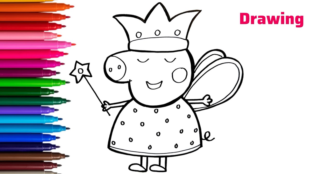 Peppa Pig Queen Drawing | How To Draw Peppa Pig Queen | Drawing For Kids
