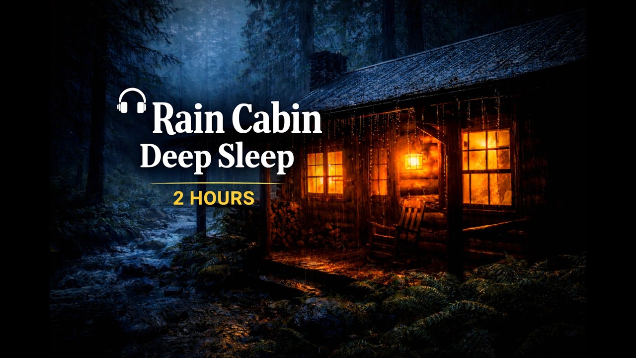 Rain on Cabin Roof 🌙 Cozy Forest Rain Sounds for Deep Sleep (2 Hours)