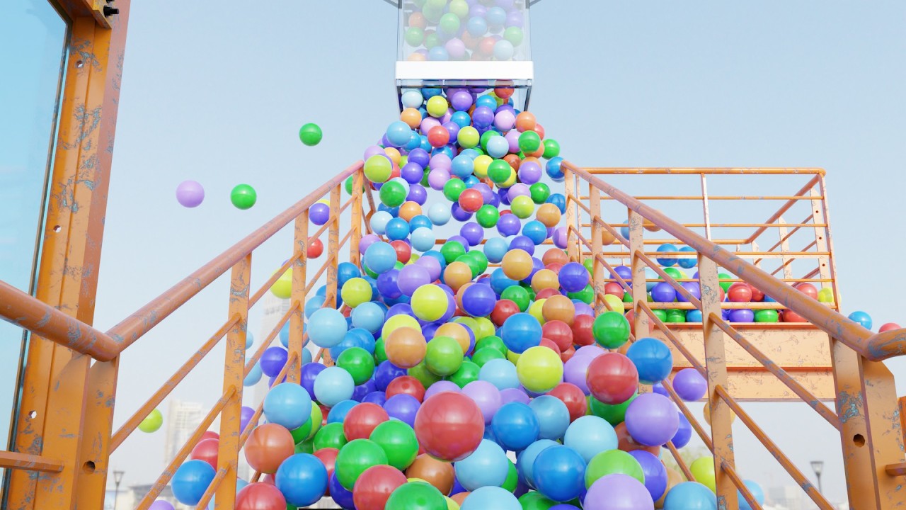15,300 Bouncy Balls on the stairs | Blender Rigid body simulation【4K】