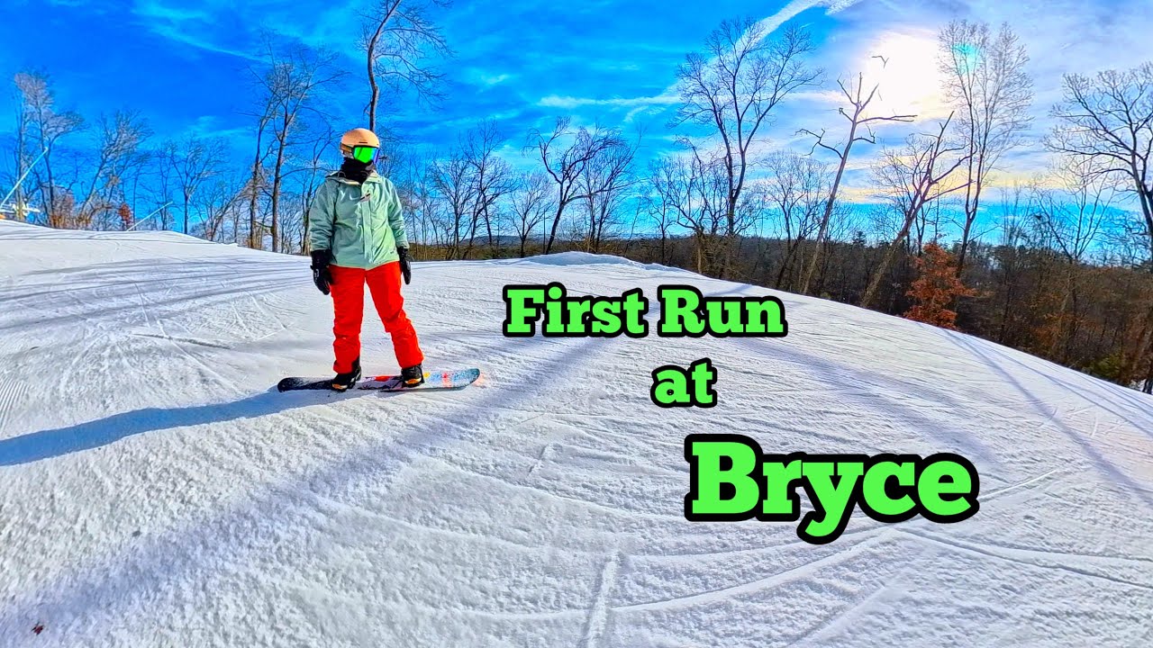Pierwszy zjazd snowboardzisty na NOWYCH trasach narciarskich w Bryce!