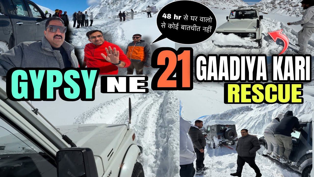 Aaj to Maut ☠️ Dekh li | 21 Gaadiyo ko Rescue 🛟 kiya | Thar Hilux sab Fail ? #gypsy #4x4 #snowstorm