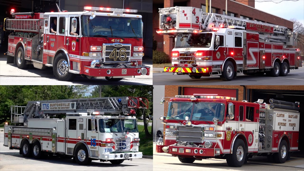 Maryland Fire Trucks, Ambulances & Police Cars Responding - Compilation