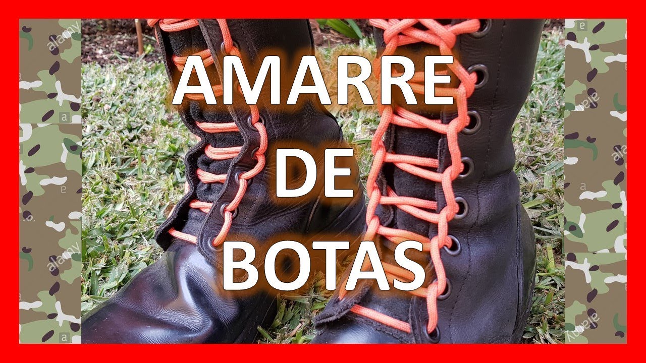 BOTAS TACTICAS MILITARES antiguas. Amarre de ESCALERA en dos formas