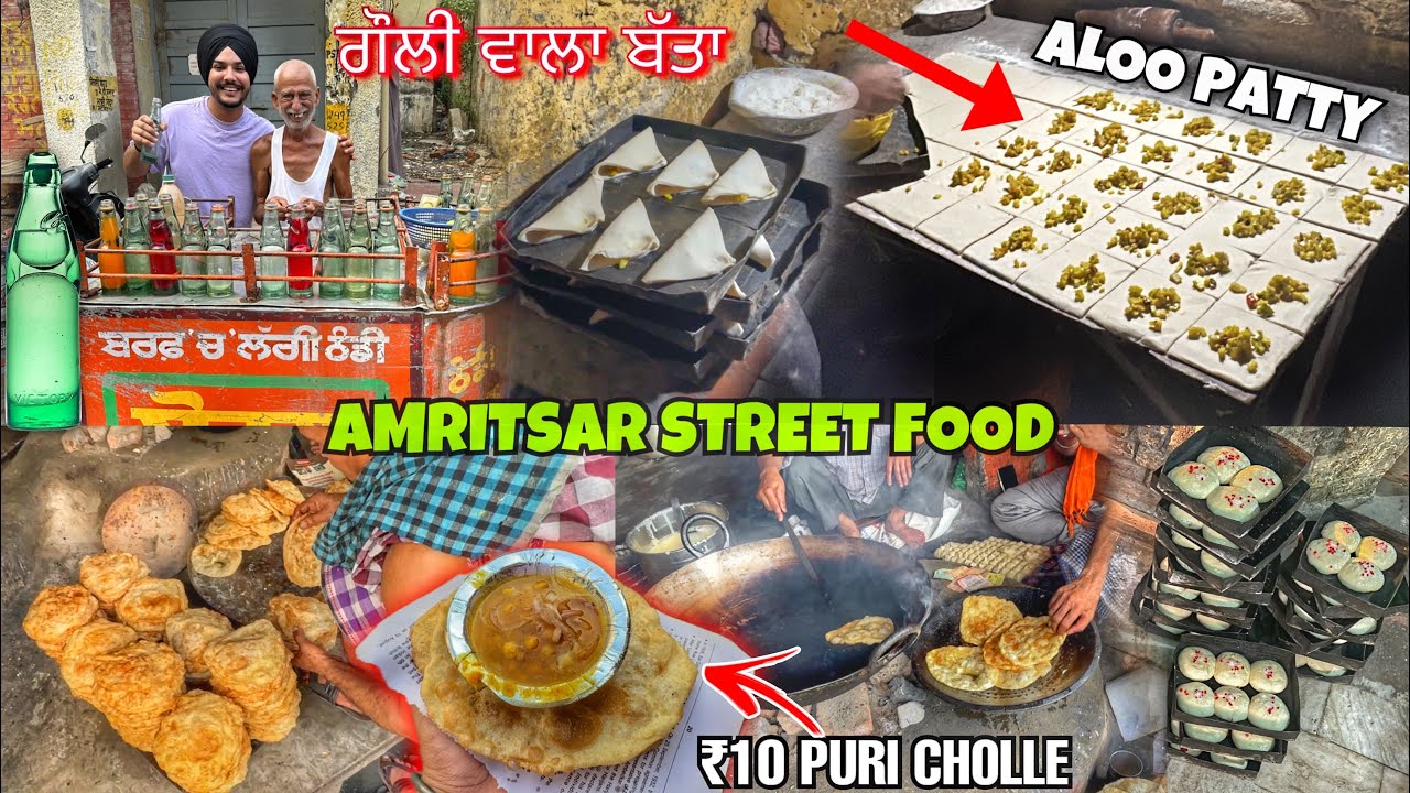 Aloo Patty in Amritsar 😍 Puri Cholle in ₹10 | Hawai Puri | Goli Wala Batta | Amritsar Street Food