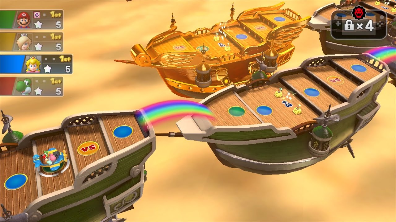 Mario Party 10 Mario Party #742 Peach vs Yoshi vs Mario vs Rosalina Airship Central Master