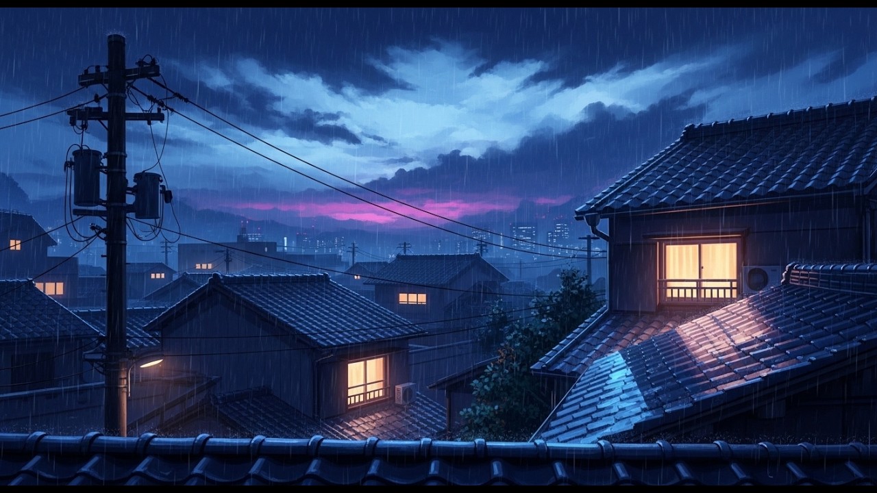 Lofi Hip Hop Retro Japan 🎧 80s Neon City Nights 🌆 Relaxing Rain Ambience