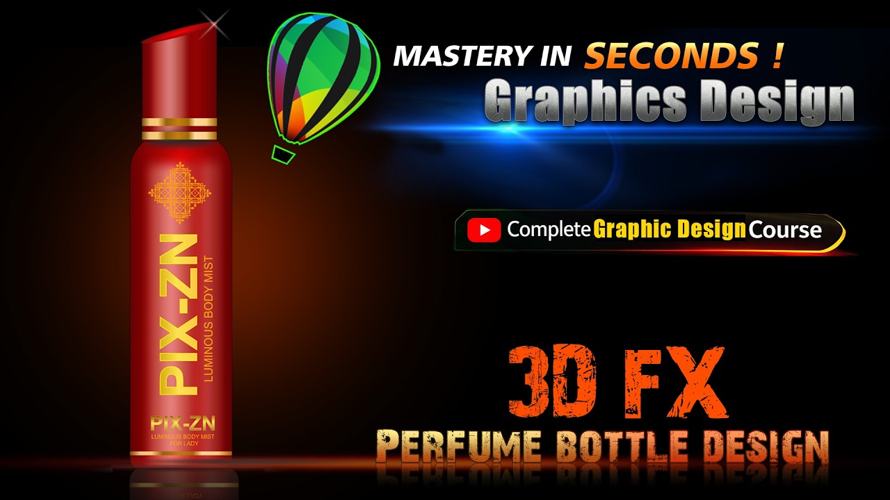 Perfume Shine Bottle Design in CorelDRAW | 3D Realistic Look Tutorial (Hindi)#graphicdesign
