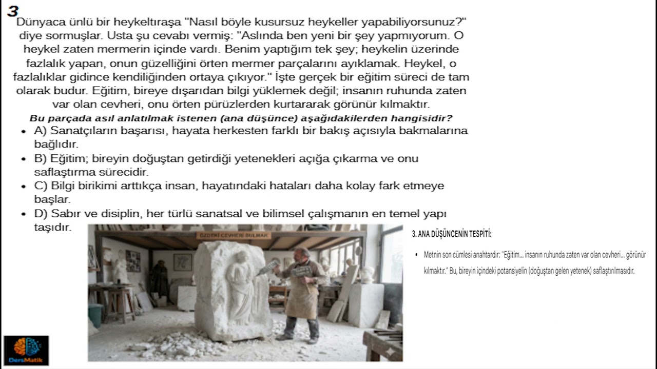 LGS Türkçe: Paragrafta Ana Düşünceyi Yakalama Teknikleri! 🧠🗿 | 3. Soru | DersMatik