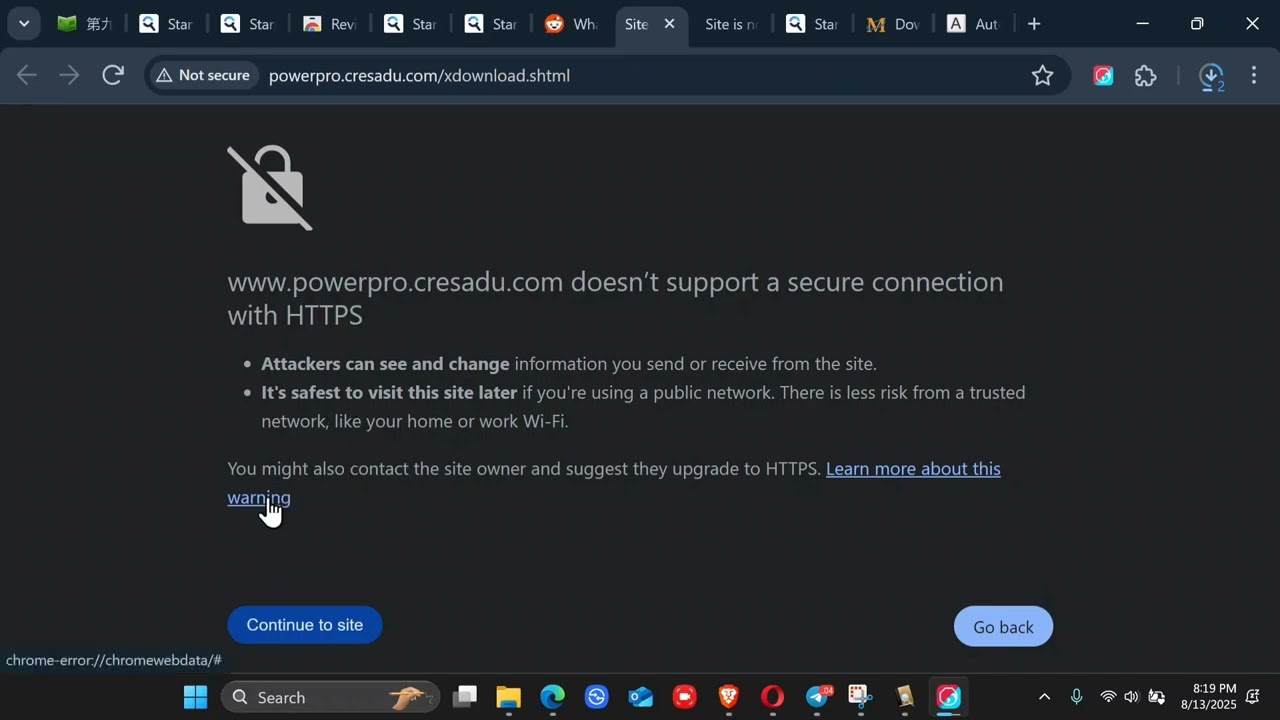 doesn't support a secure connectionwith HTTPS